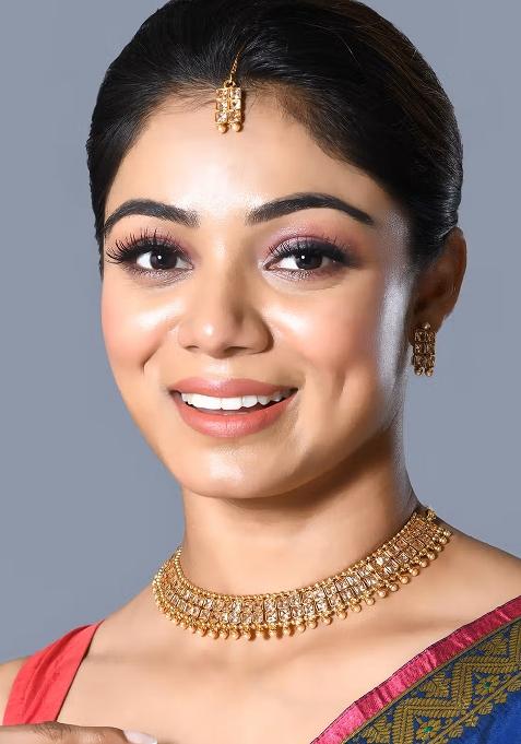 Golden White Gold Tone Polki Necklace Earring And Tika Set Necklace Set With Earrings