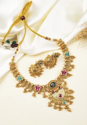 Multicolor Gold Plated Copper Necklace Set