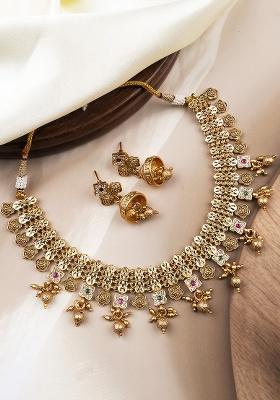 Multicolor Gold Plated Copper Necklace Set