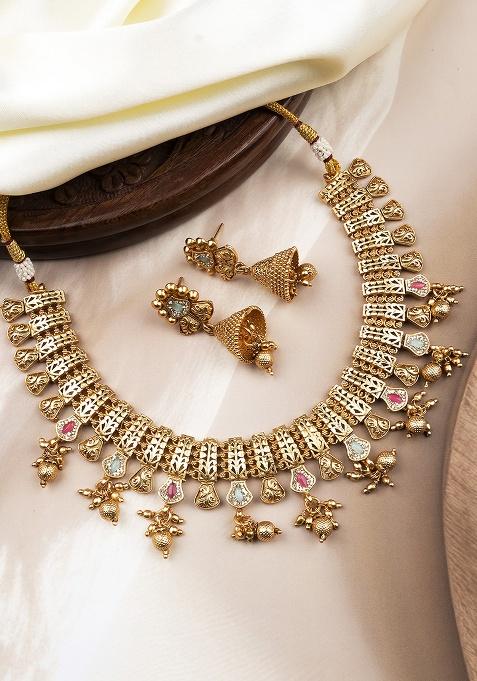 Turquoise Gold Plated Copper Necklace Set