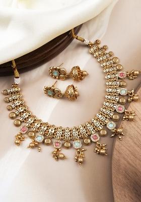 Turquoise Gold Plated Copper Necklace Set