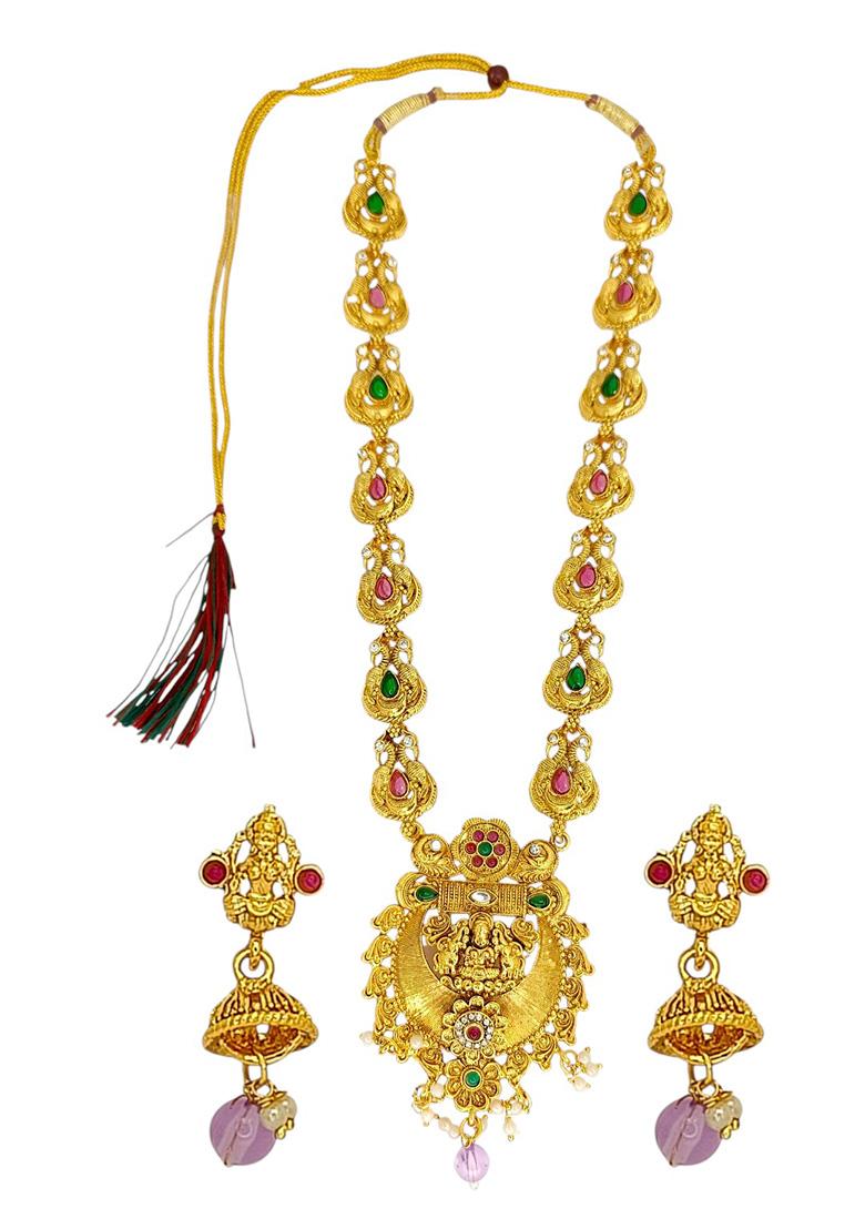 Golden Alloy Necklace Set - Indya
