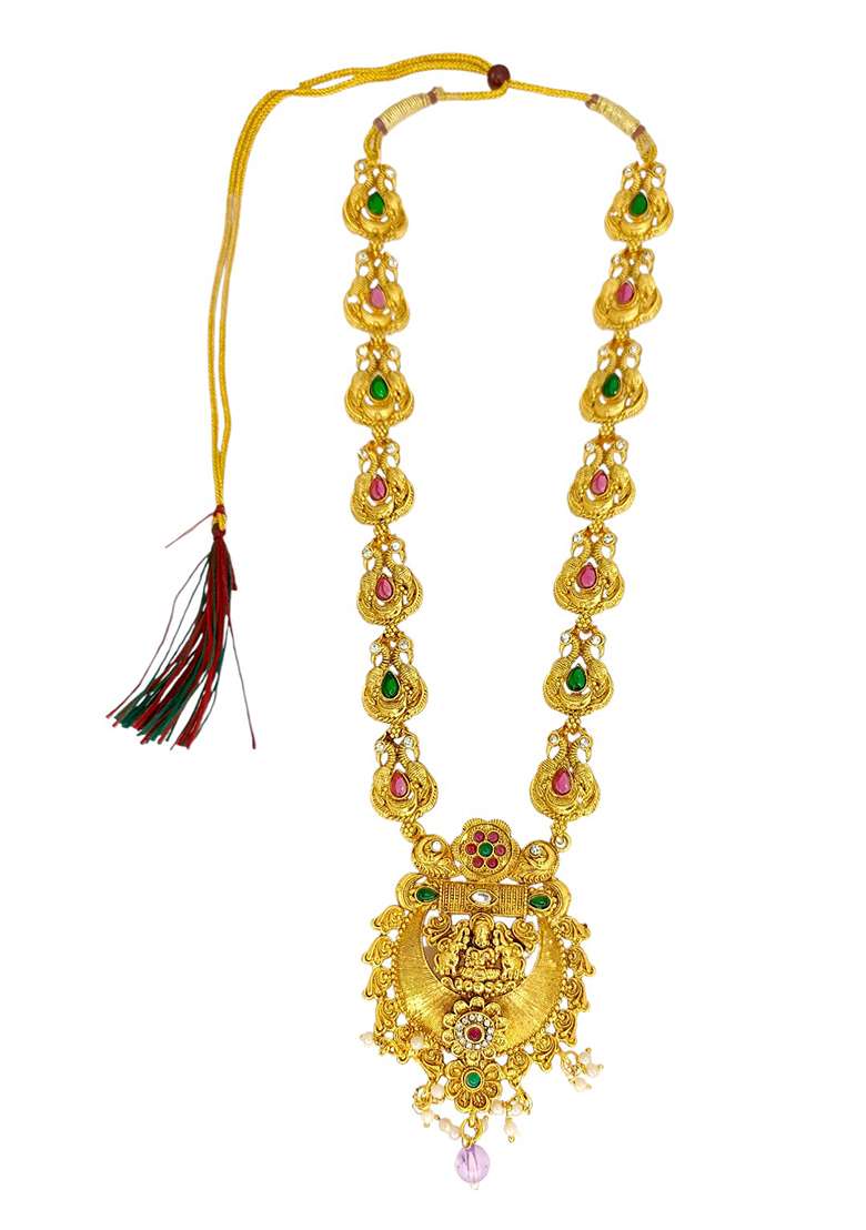 Golden Alloy Necklace Set - Indya