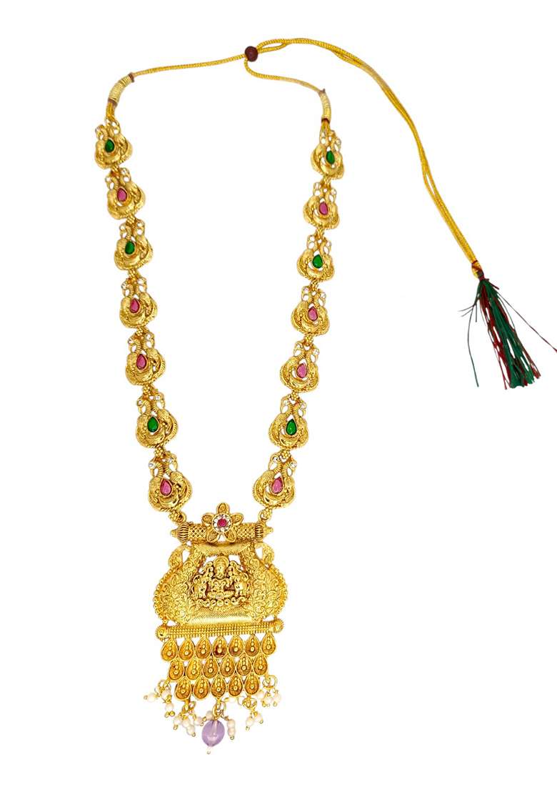 Golden Alloy Necklace Set - Indya