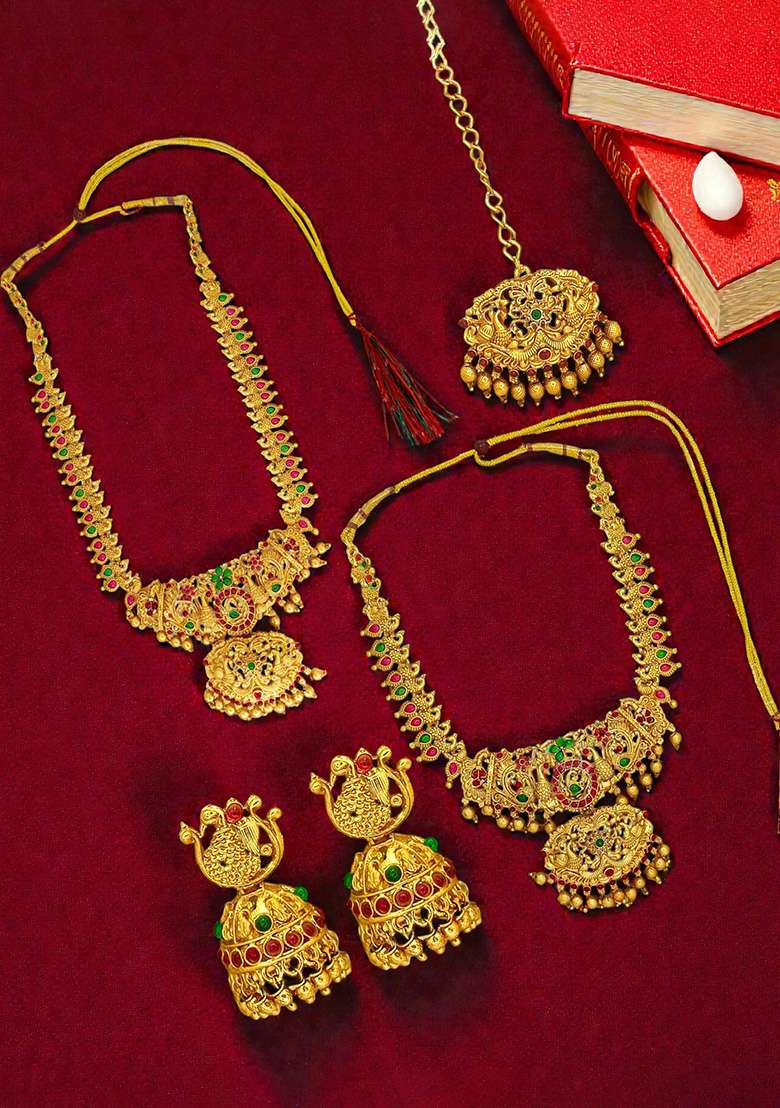 Golden Alloy Necklace Set - Indya