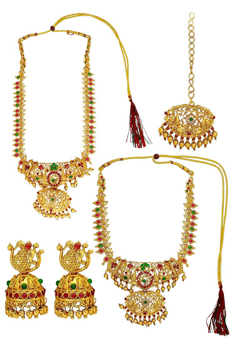 Golden Alloy Necklace Set - Indya