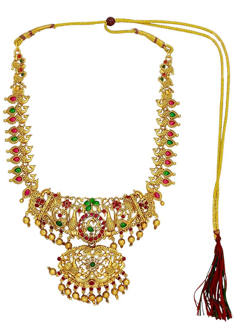 Golden Alloy Necklace Set - Indya