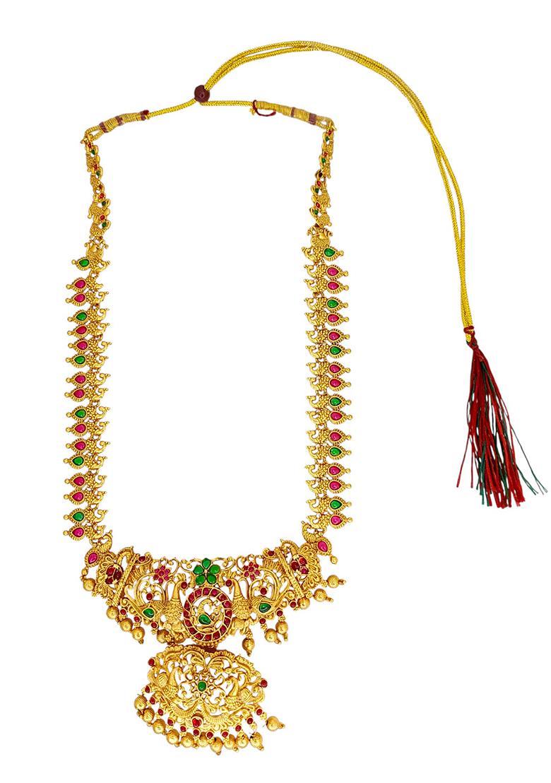 Golden Alloy Necklace Set - Indya