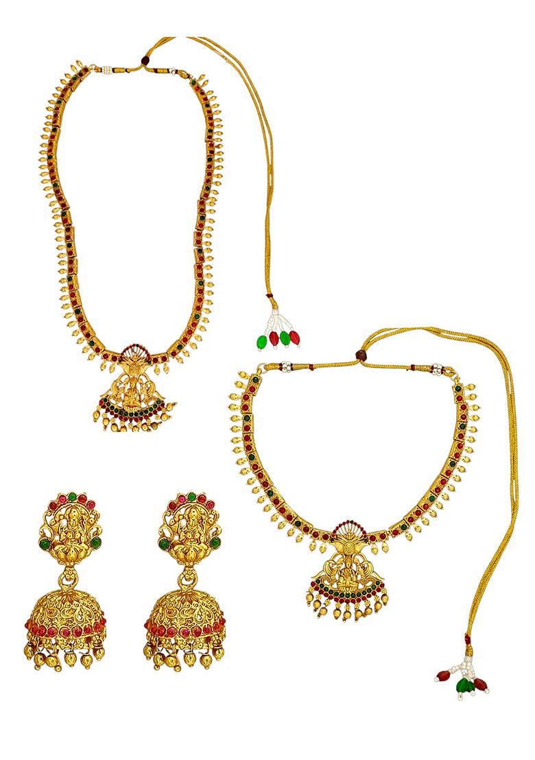 Golden Alloy Necklace Set - Indya