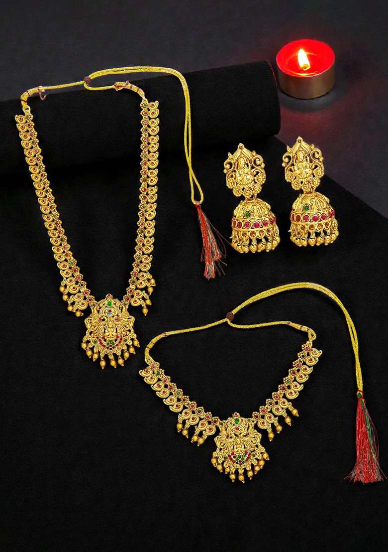 Golden Alloy Necklace Set - Indya