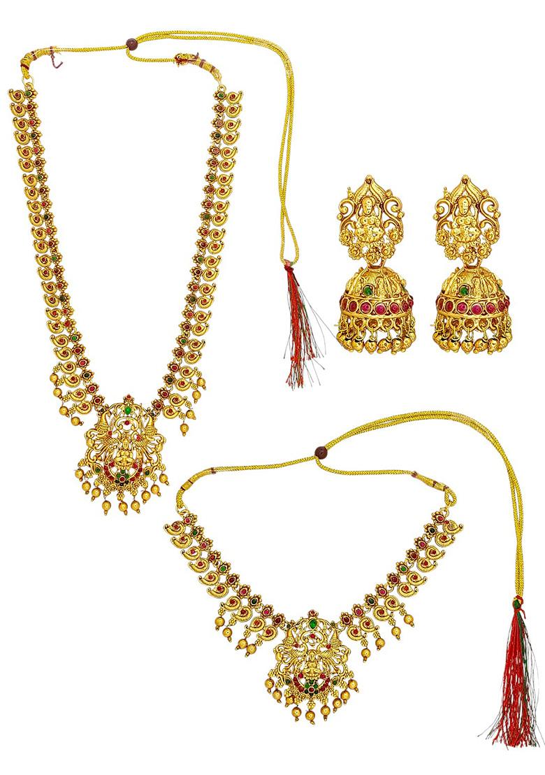 Golden Alloy Necklace Set - Indya