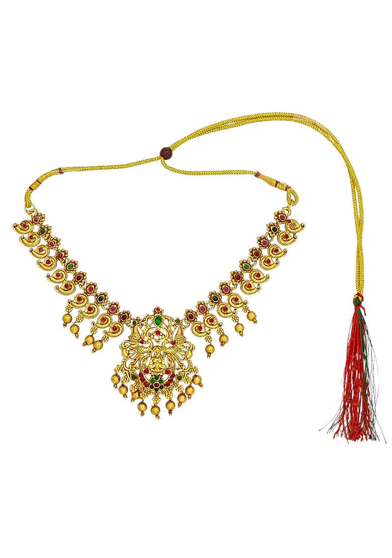 Golden Alloy Necklace Set - Indya