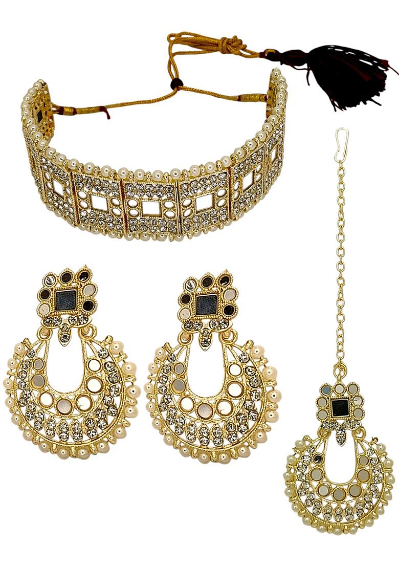Golden Alloy Necklace Set - Indya