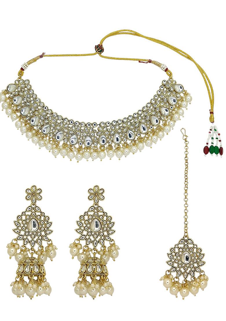 Golden Alloy Necklace Set - Indya