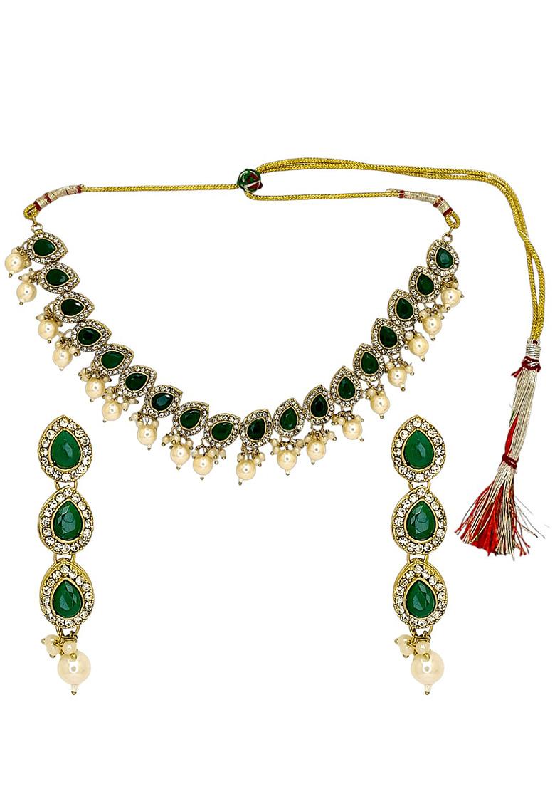 Golden Alloy Necklace Set - Indya
