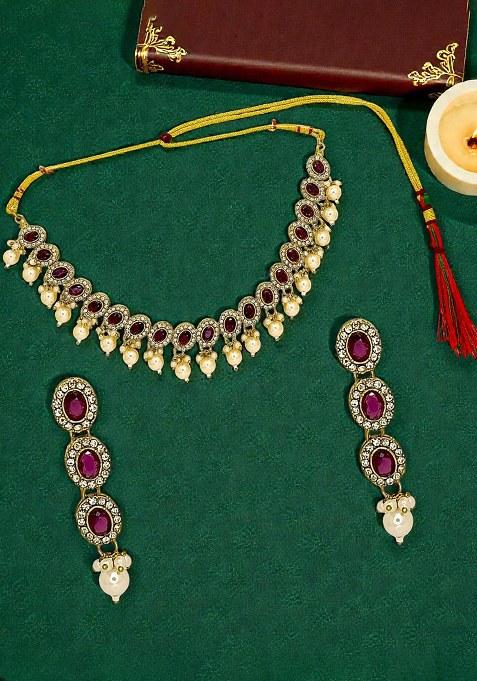 Golden Alloy Necklace Set