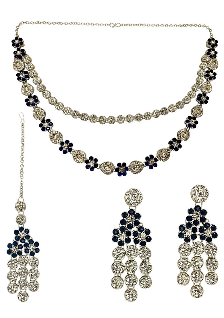 Silver Alloy Necklace Set - Indya