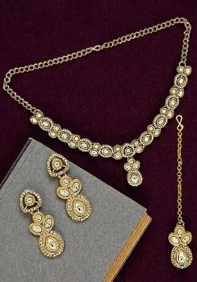 Golden Alloy Necklace Set
