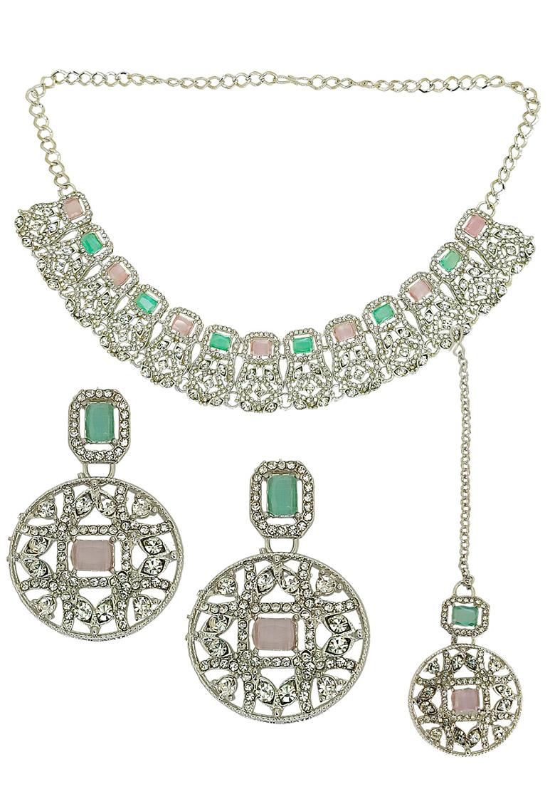 Silver Alloy Necklace Set - Indya