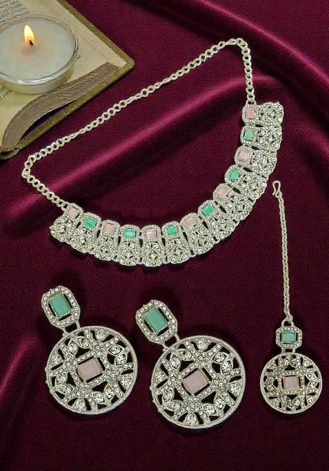 Silver Alloy Necklace Set