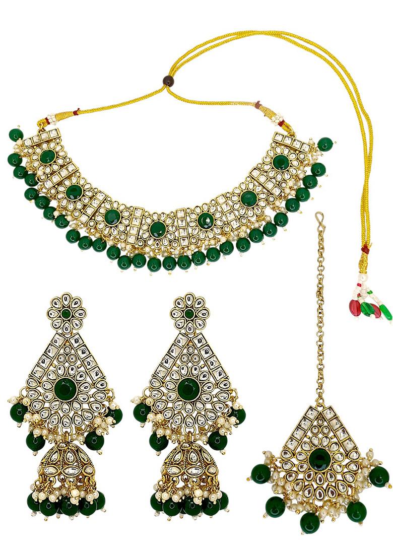 Golden Alloy Necklace Set - Indya