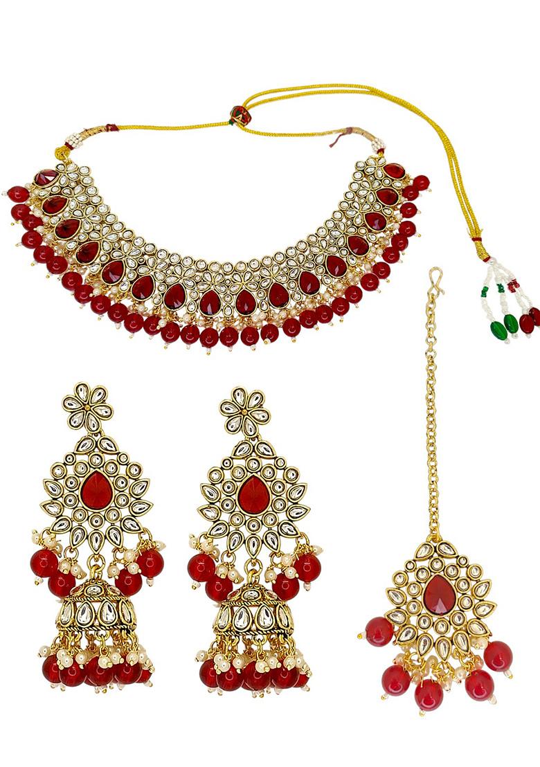Golden Alloy Necklace Set - Indya