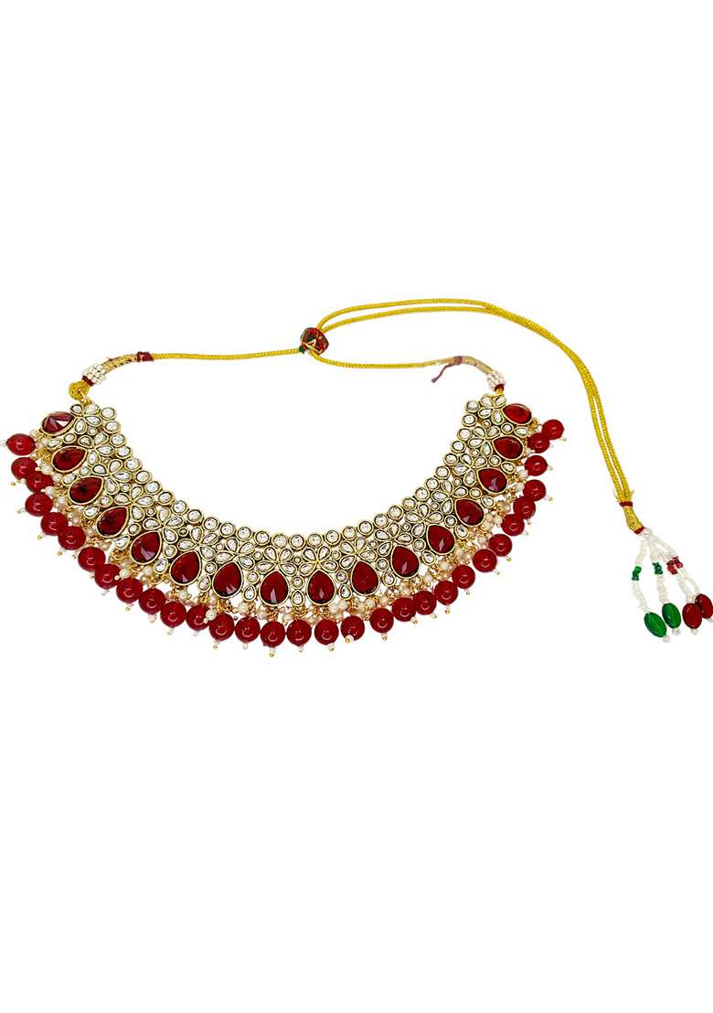 Golden Alloy Necklace Set - Indya