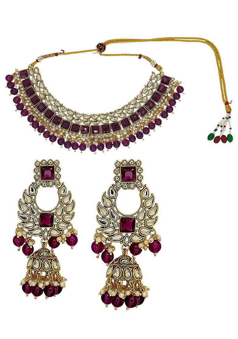Golden Alloy Necklace Set - Indya