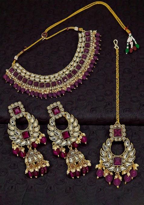 Golden Alloy Necklace Set