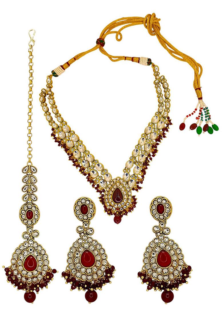 Golden Alloy Necklace Set - Indya