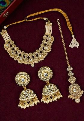 Golden Alloy Necklace Set