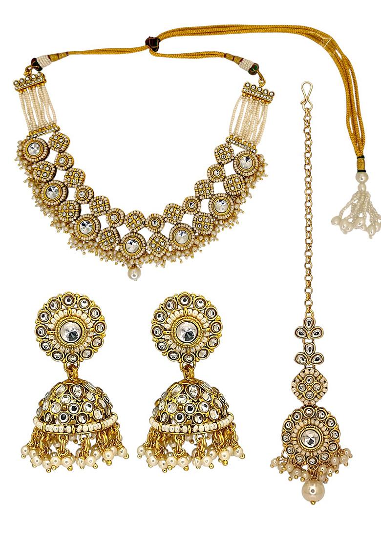 Golden Alloy Necklace Set - Indya