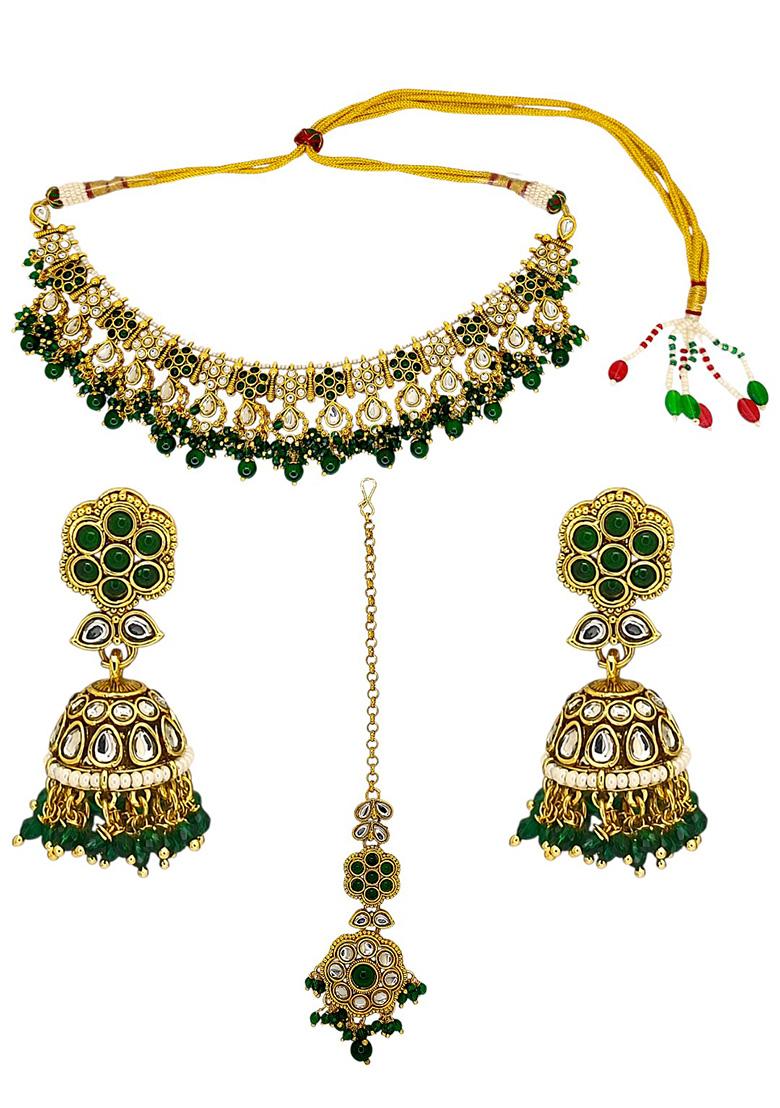 Golden Alloy Necklace Set - Indya