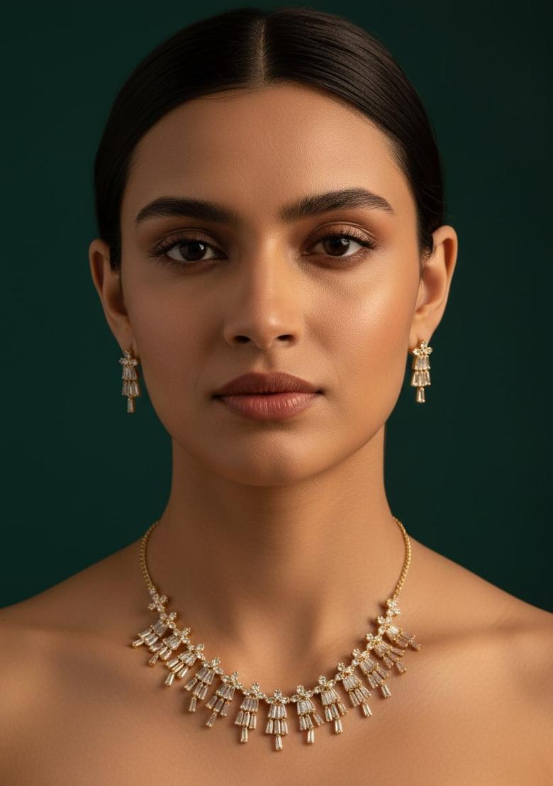 Golden Stainless Necklace Set - Indya