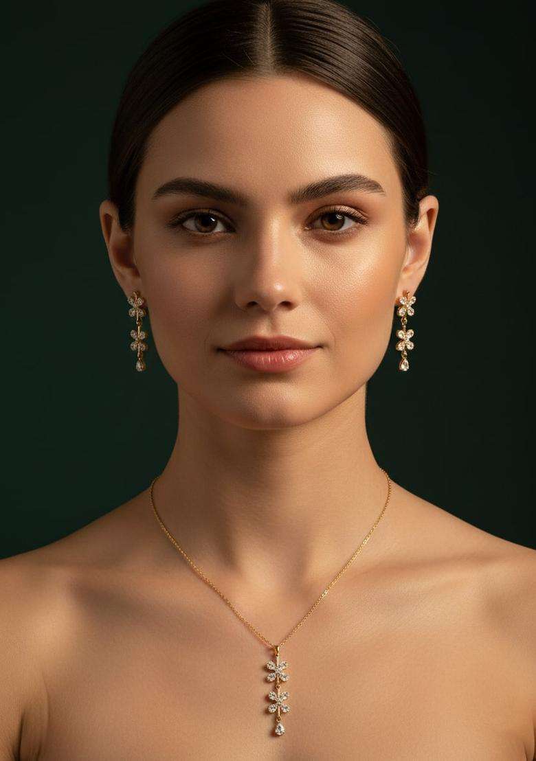 Golden Stainless Necklace Set - Indya
