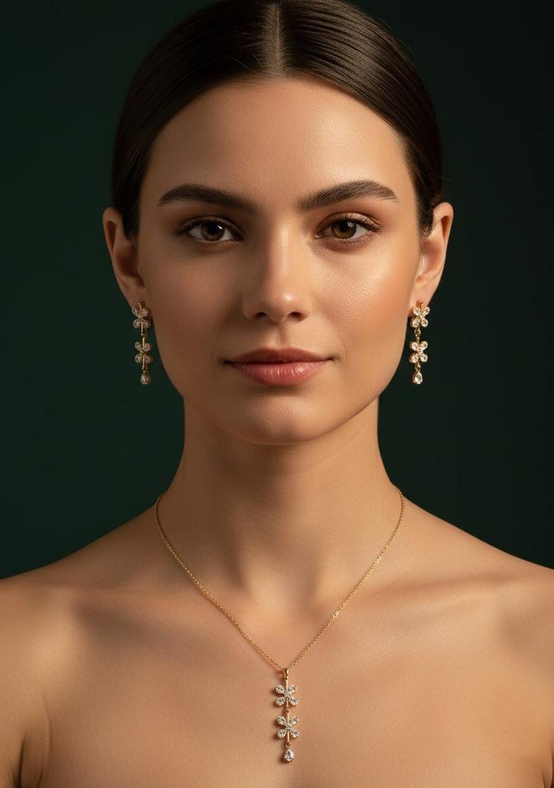 Golden Stainless Necklace Set - Indya
