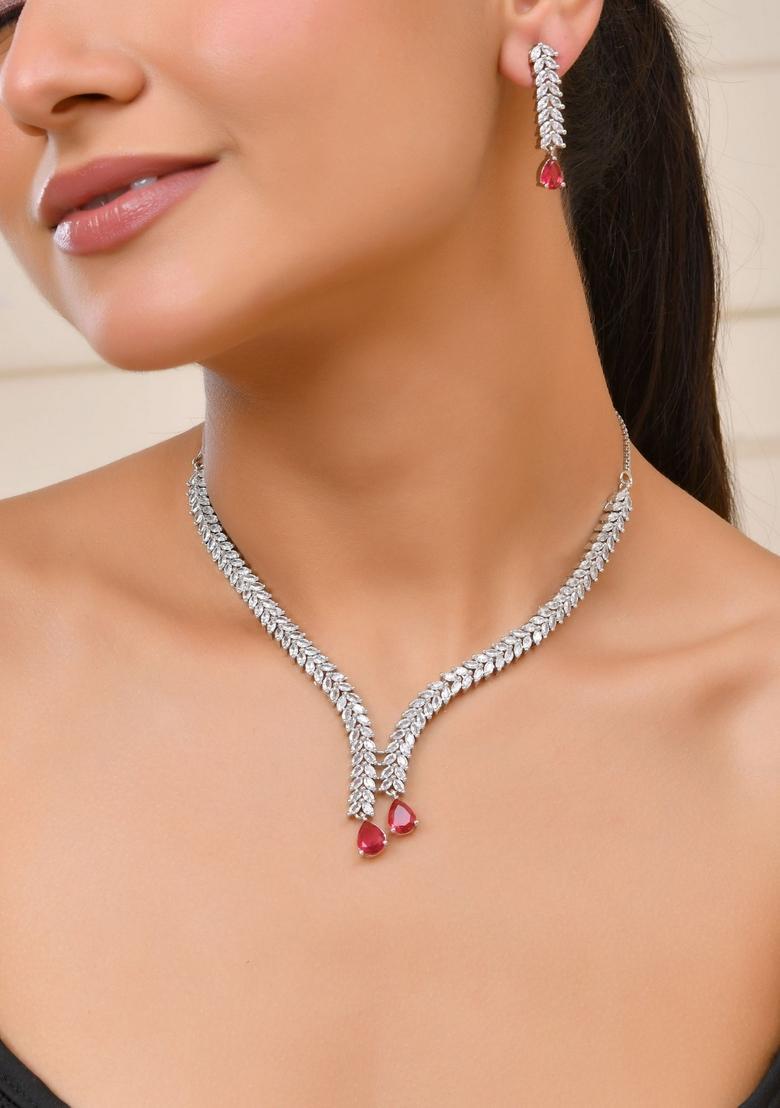 Pink Stainless Steel Jewellery Set - Indya