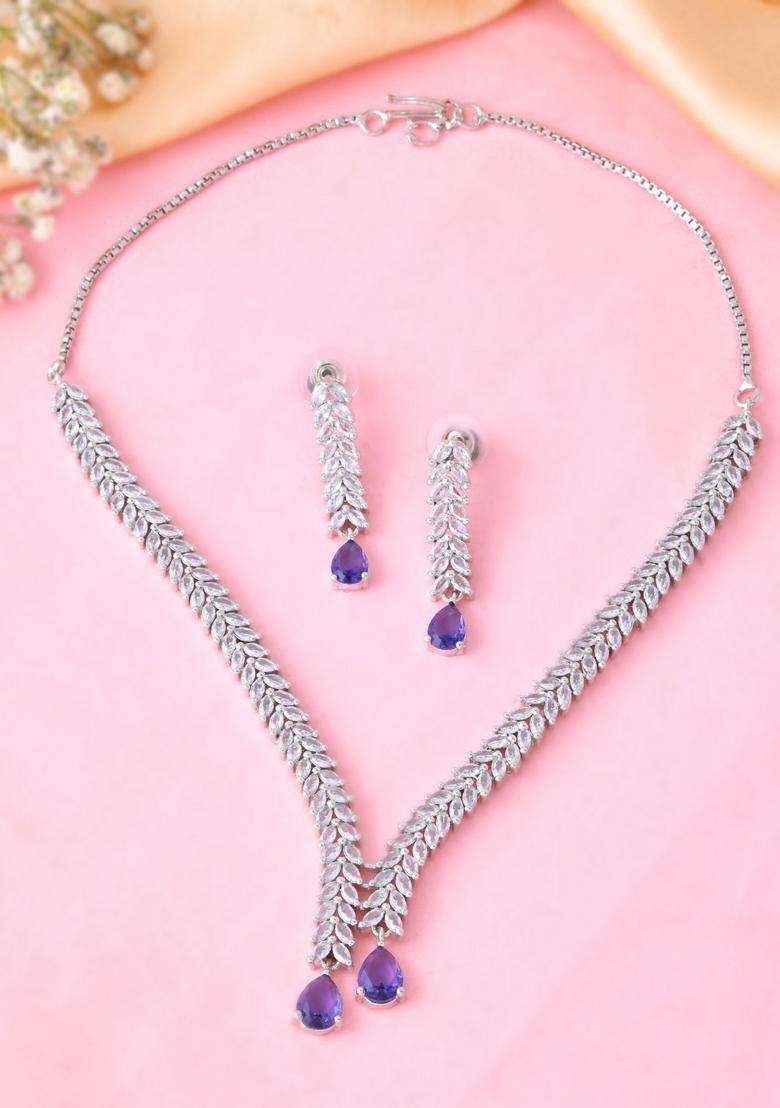 Purple Stainless Steel Jewellery Set - Indya