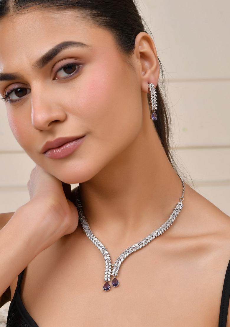 Purple Stainless Steel Jewellery Set - Indya
