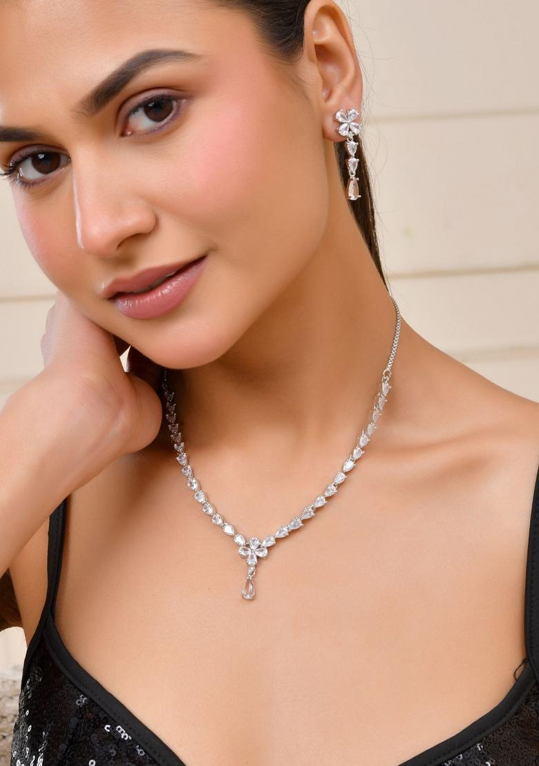 White Stainless Steel Jewellery Set - Indya