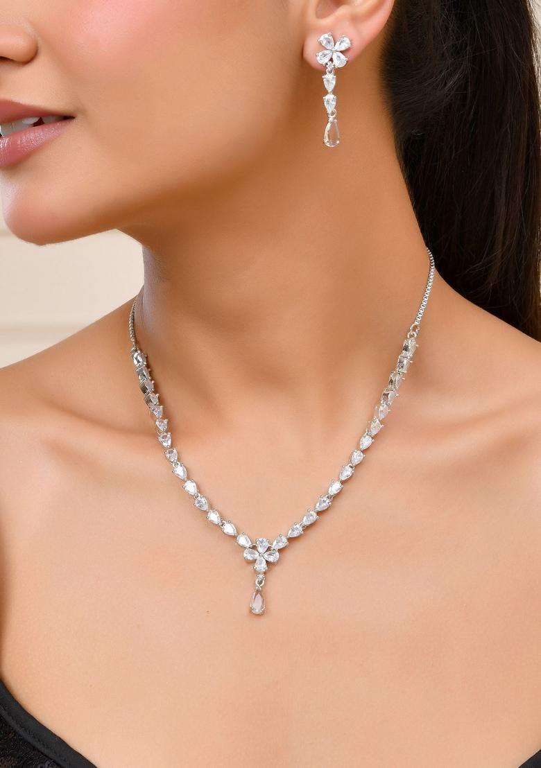 White Stainless Steel Jewellery Set - Indya