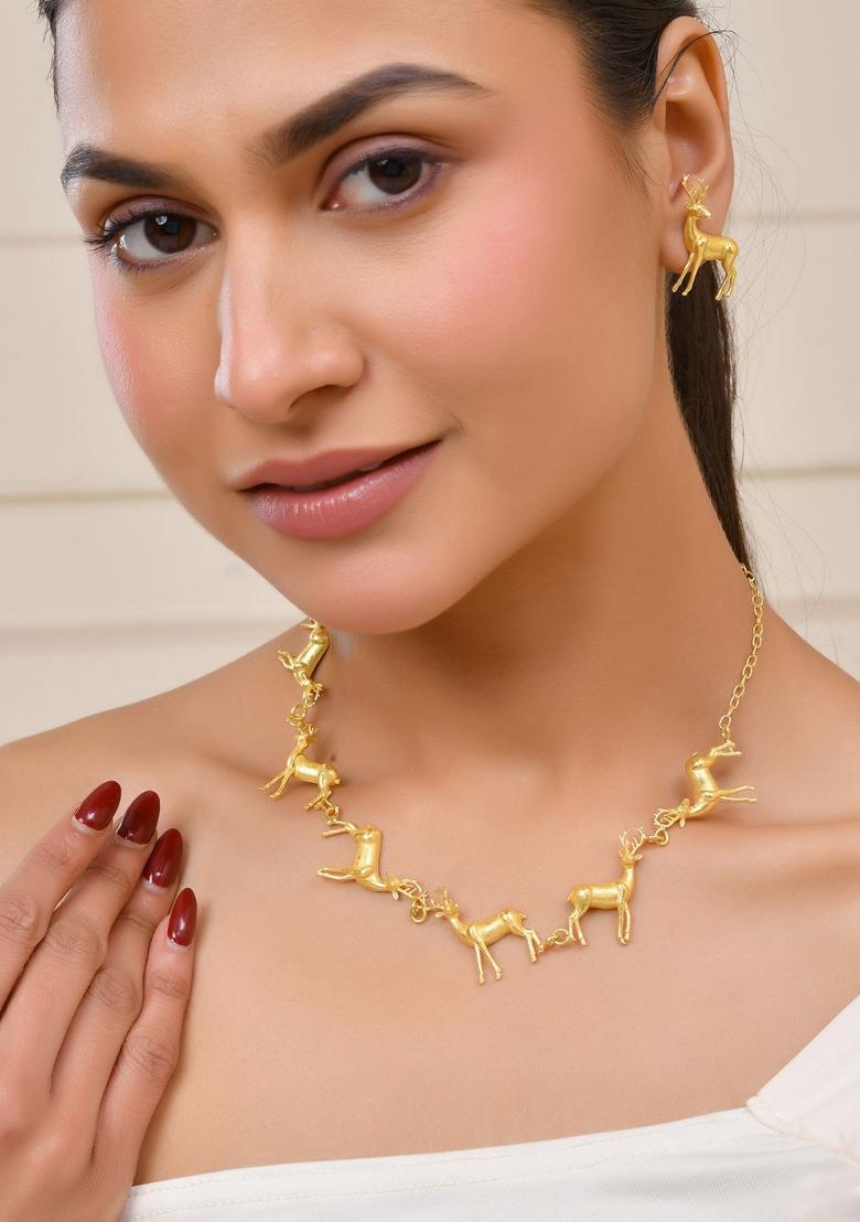 Gold Stainless Steel Jewellery Set - Indya