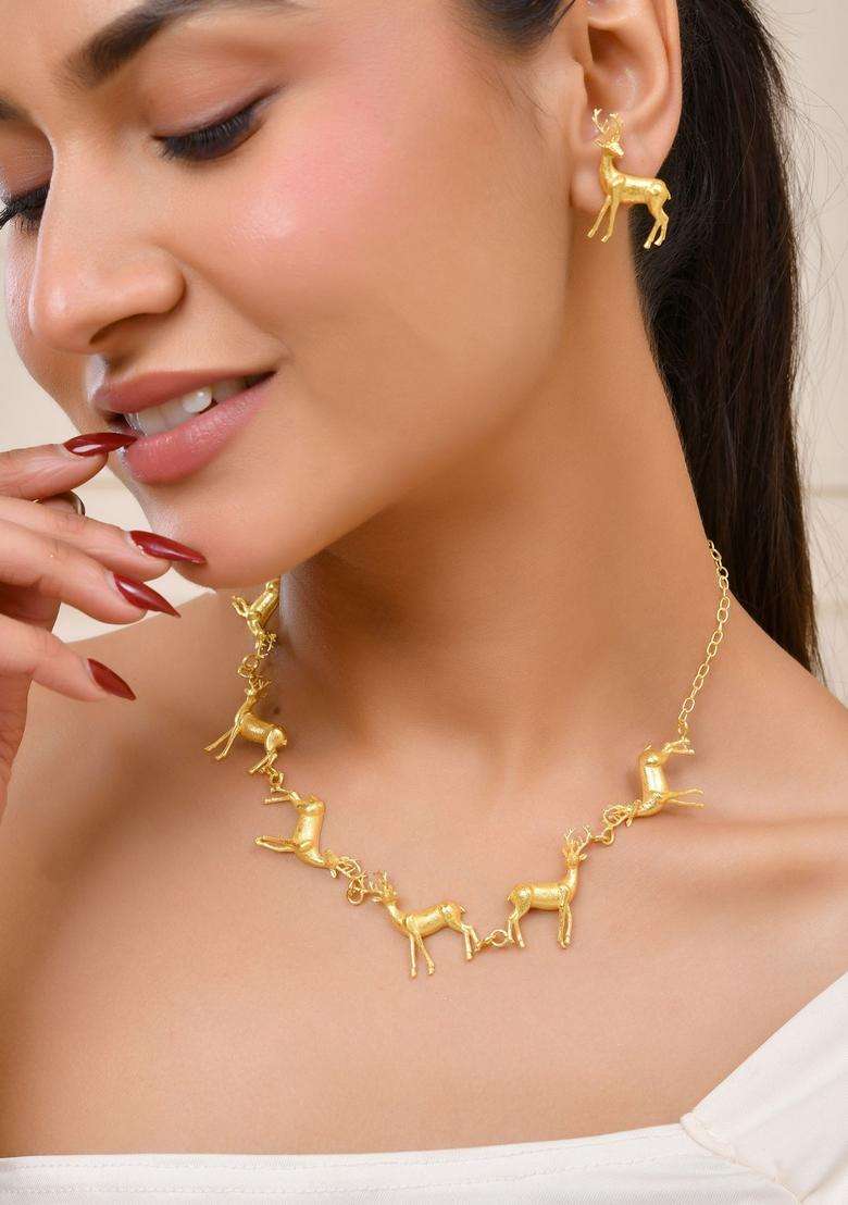Gold Stainless Steel Jewellery Set - Indya