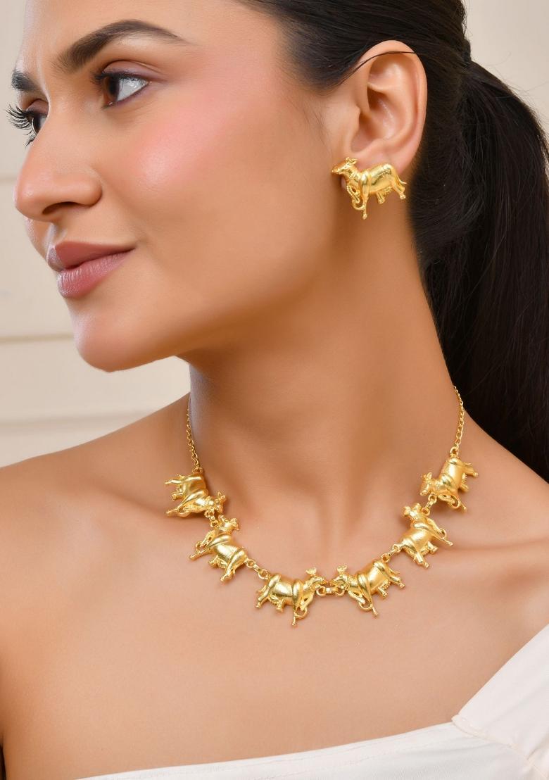 Gold Stainless Steel Jewellery Set - Indya