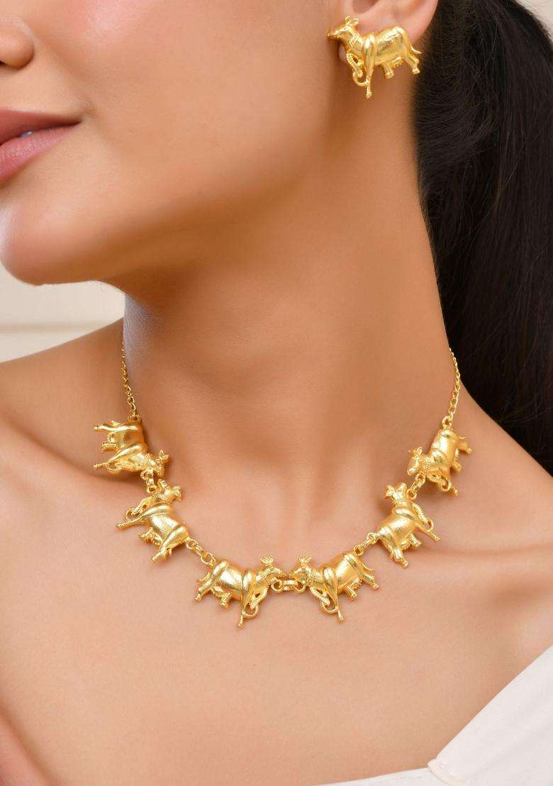 Gold Stainless Steel Jewellery Set - Indya