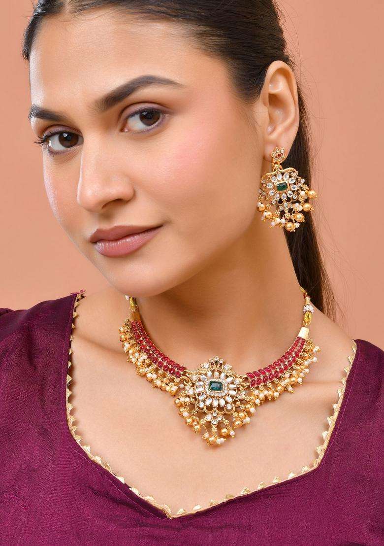 Gold Stainless Steel Jewellery Set - Indya