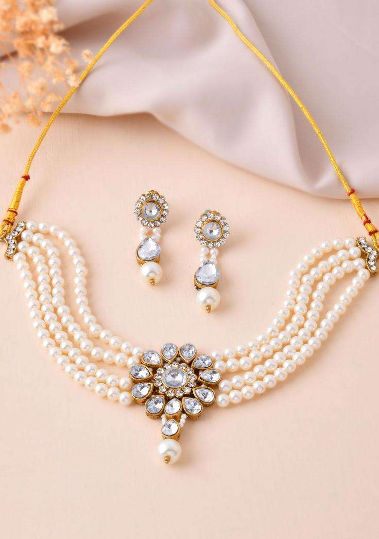 White Stainless Steel Jewellery Set - Indya