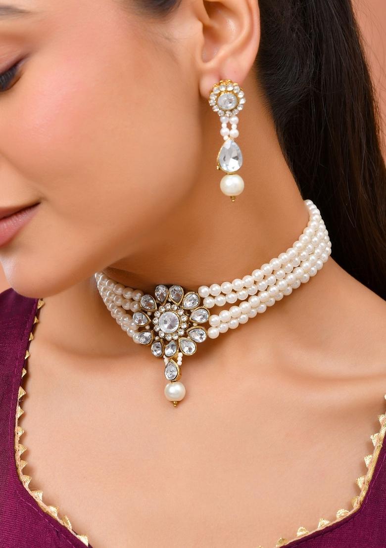White Stainless Steel Jewellery Set - Indya