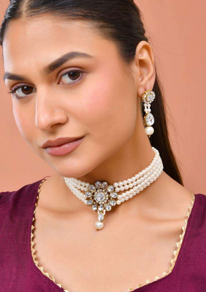 White Stainless Steel Jewellery Set - Indya