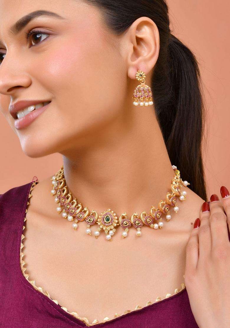 Pink Stainless Steel Jewellery Set - Indya
